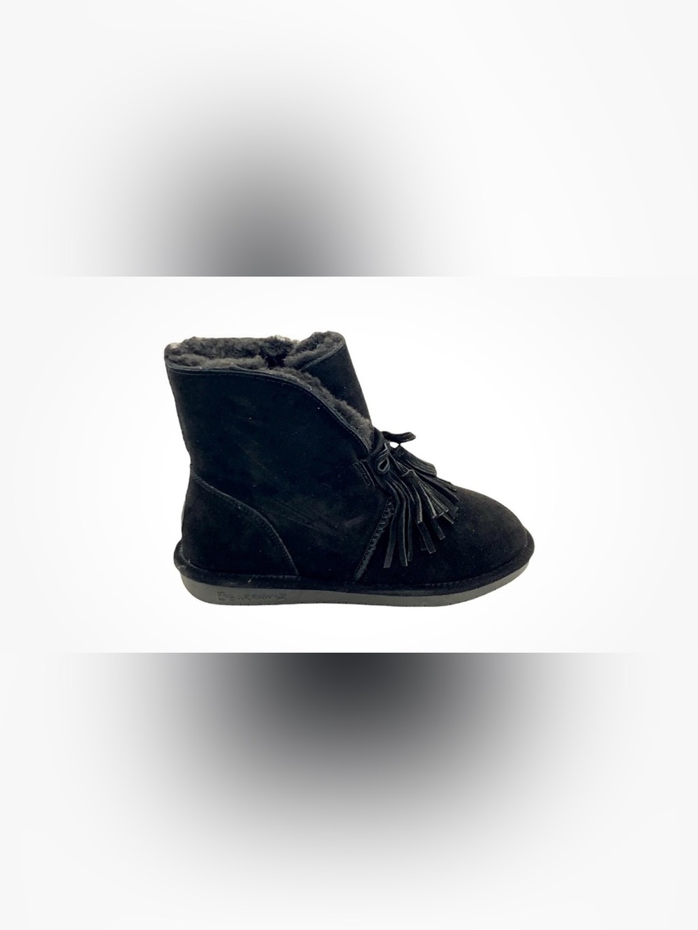 BearPaw Black Suede Tassel Ankle Boot Size 7